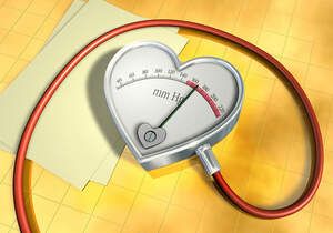 Blutdruckmessgerät zeigt Bluthochdruck an